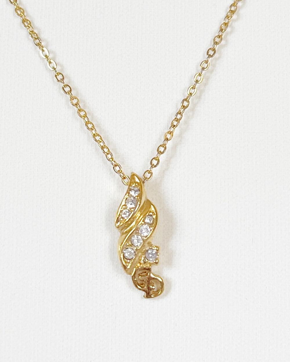 CHRISTIAN DIOR Vintage Crystal Twist Pendant Necklace Gold Tone Logo Adjustable